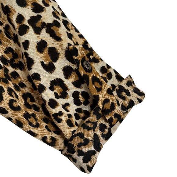 Alison Andrews Womens Leopard Print Roll Tab Sleeve Blouse L Mob Wife Career - Picture 4 of 9